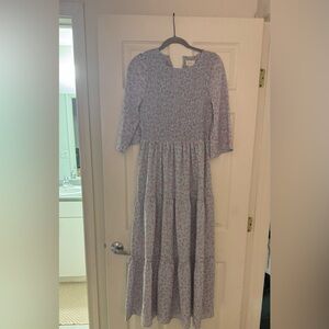 MELLODAY Long Sleeve Floral Dress in Light Blue and Red